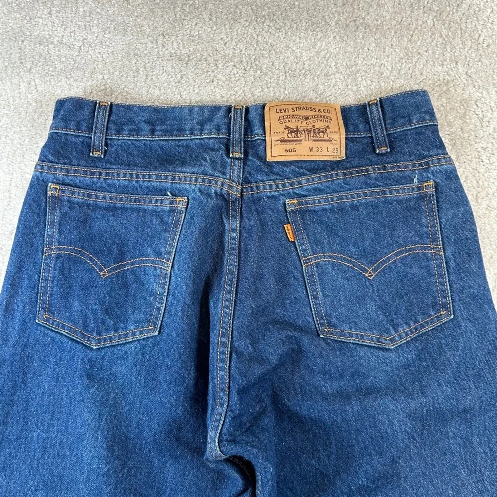 Vintage 90s Levi's 505 Jeans Mens 33x29 Dark Wash Orange Tab Fits 31x26 Straight
